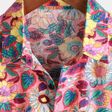 Heren Hawaii Shirt van Katoen met Roze Bloemen met Korte Mouwen voor de Zomer