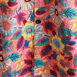 Heren Hawaii Shirt van Katoen met Roze Bloemen met Korte Mouwen voor de Zomer