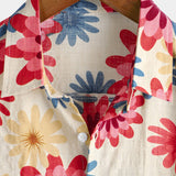 Heren Katoenen Bloemen Overhemd met Madeliefjes voor de Zomer, Strand en Vakantie, Korte Mouwen, Hawaii Stijl