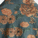 Blauwe Zomerbloes van Katoen met Retro Bloemenpatroon voor Mannen