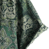 Heren Overhemd van Katoen in Retro Bloemenpatroon Paisley, Groen, Korte Mouwen