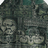 Heren Overhemd van Katoen in Retro Bloemenpatroon Paisley, Groen, Korte Mouwen