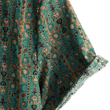 Heren Vintage Overhemd van Katoen met Paisley Patroon uit de Jaren '70, Groen, Boho, Retro, Tribaal, met Korte Mouwen