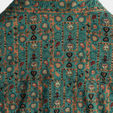 Heren Vintage Overhemd van Katoen met Paisley Patroon uit de Jaren '70, Groen, Boho, Retro, Tribaal, met Korte Mouwen