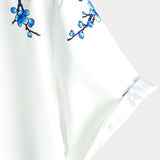 Casual Korte Mouwen Katoenen Overhemd met Knopen voor Mannen in Blauw met Bloemenpatroon