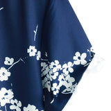 Casual Overhemd met Korte Mouwen met Bloemenpatroon voor Mannen in Vintage Marineblauw