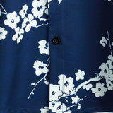 Casual Overhemd met Korte Mouwen met Bloemenpatroon voor Mannen in Vintage Marineblauw