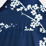 Casual Overhemd met Korte Mouwen met Bloemenpatroon voor Mannen in Vintage Marineblauw