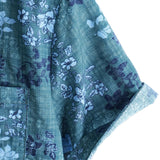 Retro Overhemd van Katoen Casual met Korte Mouwen en Bloemenzak in de Kleur Blauw voor Mannen