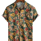 Korte mouwen shirt van ademend katoen met vintage botanische print voor mannen
