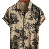 Zomerse Hawaiiaanse shirt van vintage katoen met bloemenpatroon voor mannen, korte mouwen