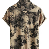 Zomerse Hawaiiaanse shirt van vintage katoen met bloemenpatroon voor mannen, korte mouwen