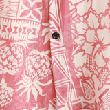 Korte Mouwen Katoenen Hawaii Shirt met Bloemenpatroon Roze voor Mannen