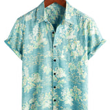 Katoenen overhemd met korte mouwen met vintage Hawaiiaans bloemenpatroon voor mannen