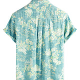 Katoenen overhemd met korte mouwen met vintage Hawaiiaans bloemenpatroon voor mannen
