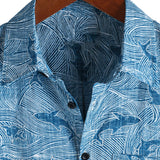 Korte Mouwen Katoenen Hawaiian Shirt voor Mannen voor de Zomer Ocean Shark