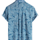 Korte Mouwen Katoenen Hawaiian Shirt voor Mannen voor de Zomer Ocean Shark