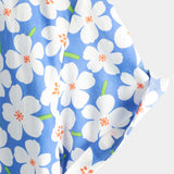Zomerse Heren Katoenen Bloemenoverhemd, Casual, Slank, Korte Mouwen, Lichtblauwe Kleur