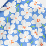 Zomerse Heren Katoenen Bloemenoverhemd, Casual, Slank, Korte Mouwen, Lichtblauwe Kleur
