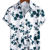 Heren Zomerbloem Shirt van Katoen met Korte Mouwen
