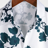 Heren Zomerbloem Shirt van Katoen met Korte Mouwen