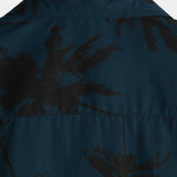 Hawaiiaanse korte mouwen katoen overhemd met palmprint voor mannen, marineblauw