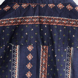 Korte Mouwen Katoenen Overhemd met Knopen voor Mannen, Retro uit de Jaren '70, Streep, Marineblauw, Vintage