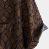 Korte Mouwen Katoenen Hem met Pocket in Retro Geometrisch Patroon in Bruine Kleur voor Mannen