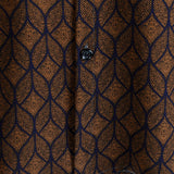 Korte Mouwen Katoenen Hem met Pocket in Retro Geometrisch Patroon in Bruine Kleur voor Mannen