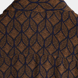 Korte Mouwen Katoenen Hem met Pocket in Retro Geometrisch Patroon in Bruine Kleur voor Mannen