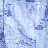 Retro Katoenen Overhemd met Korte Mouwen in Bloemen Blauw voor Mannen