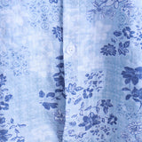 Retro Katoenen Overhemd met Korte Mouwen in Bloemen Blauw voor Mannen