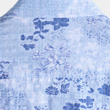 Retro Katoenen Overhemd met Korte Mouwen in Bloemen Blauw voor Mannen