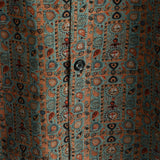 Heren Vintage Katoenen Overhemd met Paisley Patroon uit de Jaren '70 met Bruine Knopen in Boho Retro Tribal Stijl, Korte Mouwen