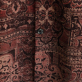 Heren Retro Katoenen Overhemd met Paisley Bloemenpatroon, Met Knopen, Vintage, Voor Vakanties, Westers, Bruin, Korte Mouwen