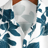 Zomerse Casual Katoenen Bloemenoverhemd voor Mannen, met Knopen en Korte Mouwen, Perfect voor Vakantie op het Strand