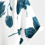 Zomerse Casual Katoenen Bloemenoverhemd voor Mannen, met Knopen en Korte Mouwen, Perfect voor Vakantie op het Strand
