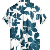 Zomerse Casual Katoenen Bloemenoverhemd voor Mannen, met Knopen en Korte Mouwen, Perfect voor Vakantie op het Strand