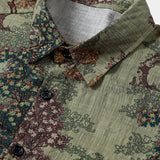 Groen vintage herenoverhemd met bosprint