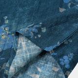 Casual Overhemd met Korte Mouwen van Katoen met Aquarel Bloemenpatroon in Blauwe Kleur voor Mannen
