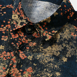 Casual Overhemd met Korte Mouwen van Katoen met Abstracte Bloemenprint in Marineblauwe Kleur voor Mannen