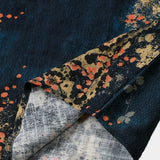 Casual Overhemd met Korte Mouwen van Katoen met Abstracte Bloemenprint in Marineblauwe Kleur voor Mannen