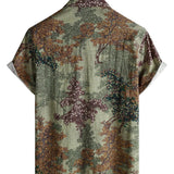 Groen vintage herenoverhemd met bosprint