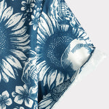Hawaiiaanse overhemd van katoen met schedelvormige knopen voor mannen, korte mouwen, blauw, rock and roll