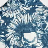 Hawaiiaanse overhemd van katoen met schedelvormige knopen voor mannen, korte mouwen, blauw, rock and roll