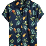 Hawaiiaans Shirt met Korte Mouwen van Katoen met Ananaspatroon voor Mannen