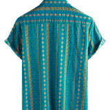Vintage Korte Mouwen Shirt in 70's Stijl met Strepen voor Mannen