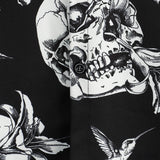 Zwarte Hawaii Shirt met Korte Mouwen voor Mannen met Skulls, Kolibrie en Punk Rock Stijl