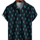 Katoenen Zomer T-shirt met Korte Mouwen voor Mannen met Punk Rock Skull Patroon