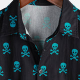 Katoenen Zomer T-shirt met Korte Mouwen voor Mannen met Punk Rock Skull Patroon
